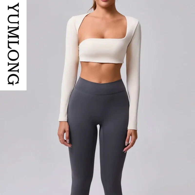 Onyx Athlete Women’s Seamless Long-Sleeve Yoga Top – Tummy Control Nude Fitness Luxe
