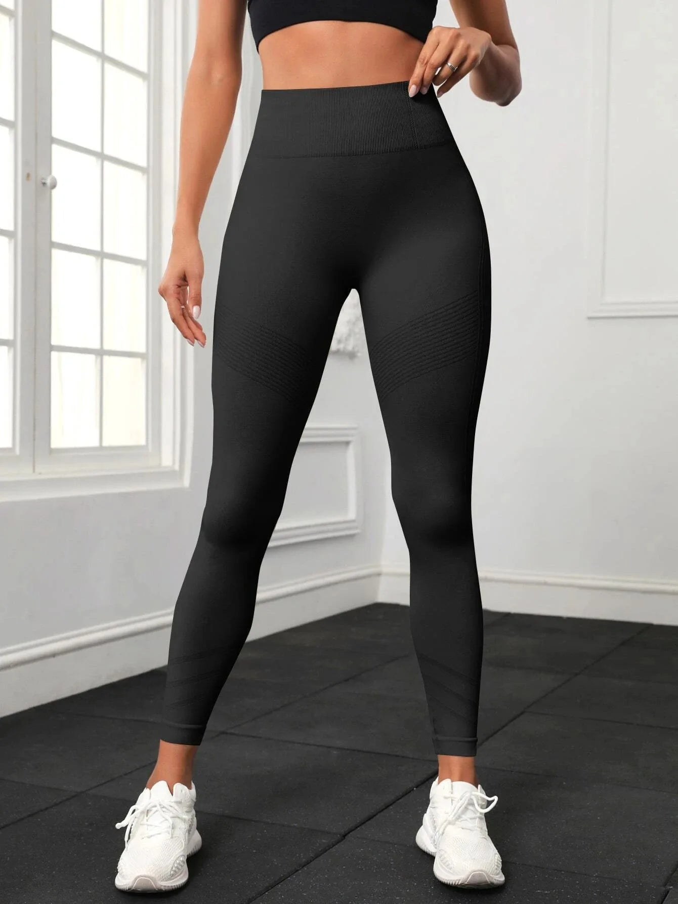 Onyx Athlete Seamless Ribbed Leggings – High-Waist Luxe Yoga Tights for Fall & Winter