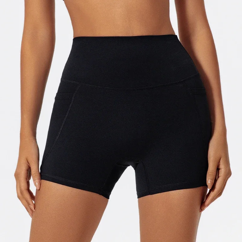 Onyx Athlete Women’s High-Waist Yoga Shorts – Quick-Dry, Breathable, Pocketed Luxe Activewear