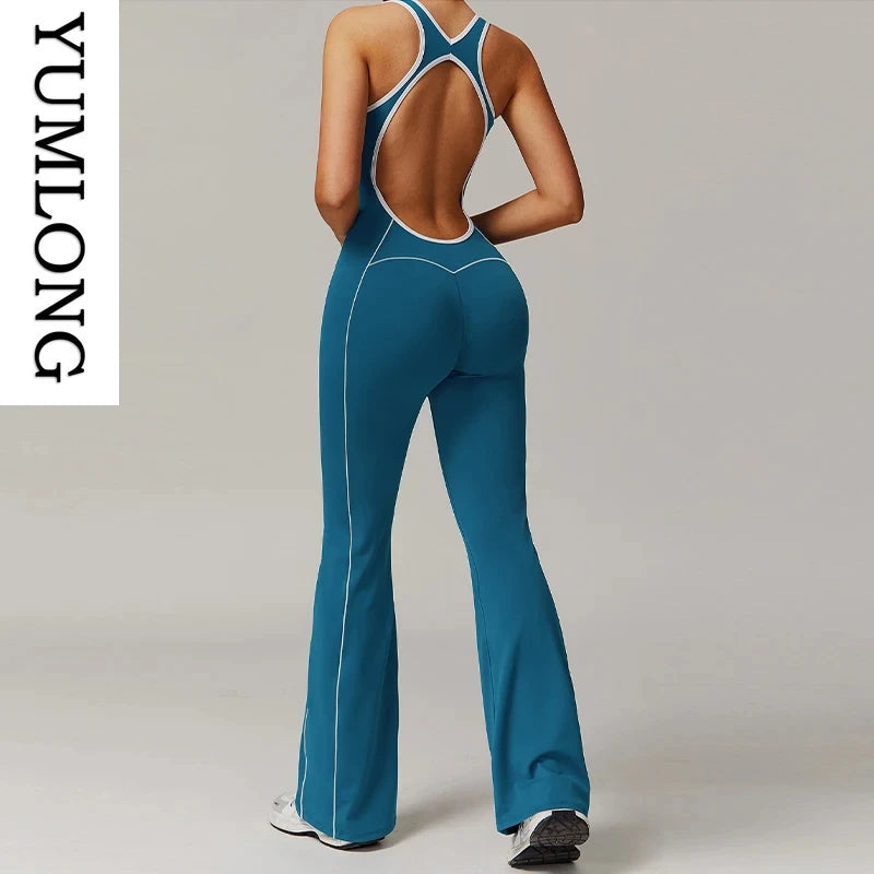 Onyx Athlete - Women’s Seamless Backless Yoga Jumpsuit