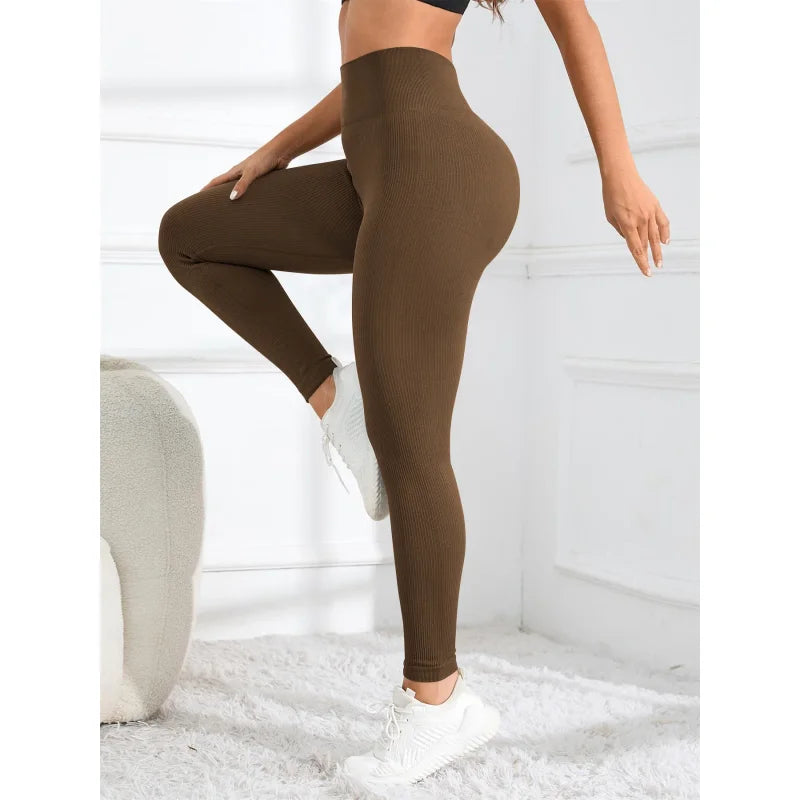 Onyx Athlete Ribbed Seamless Leggings – High-Waist Yoga Tights for Gym & Fall-Winter Style