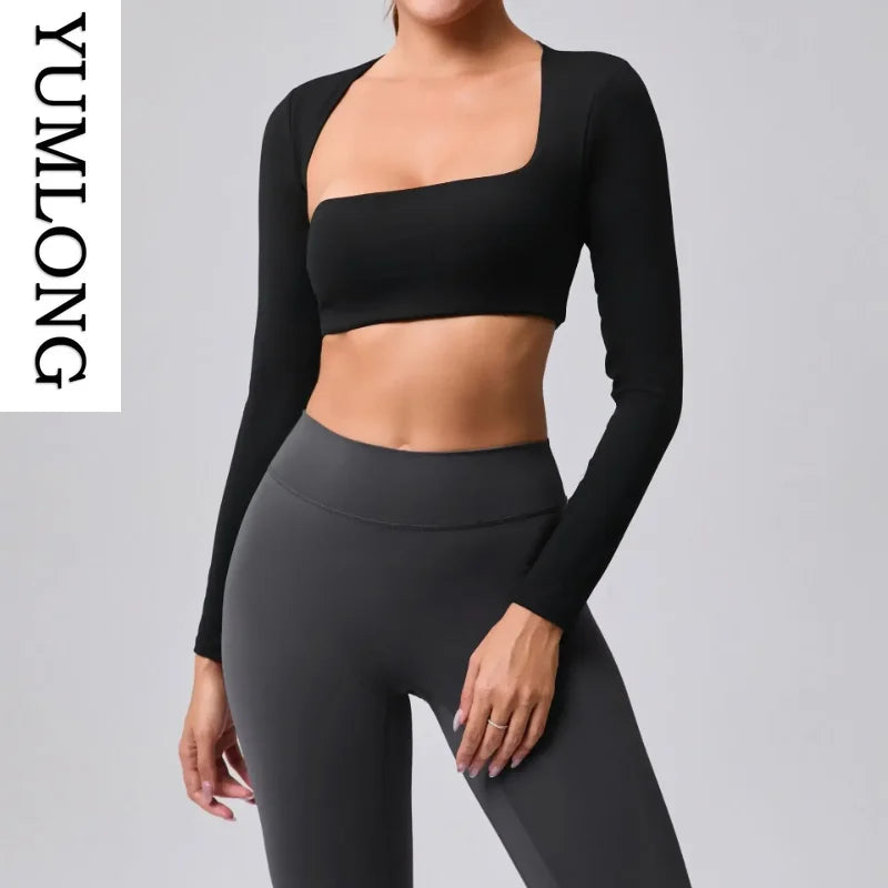 Onyx Athlete Women’s Seamless Long-Sleeve Yoga Top – Tummy Control Nude Fitness Luxe