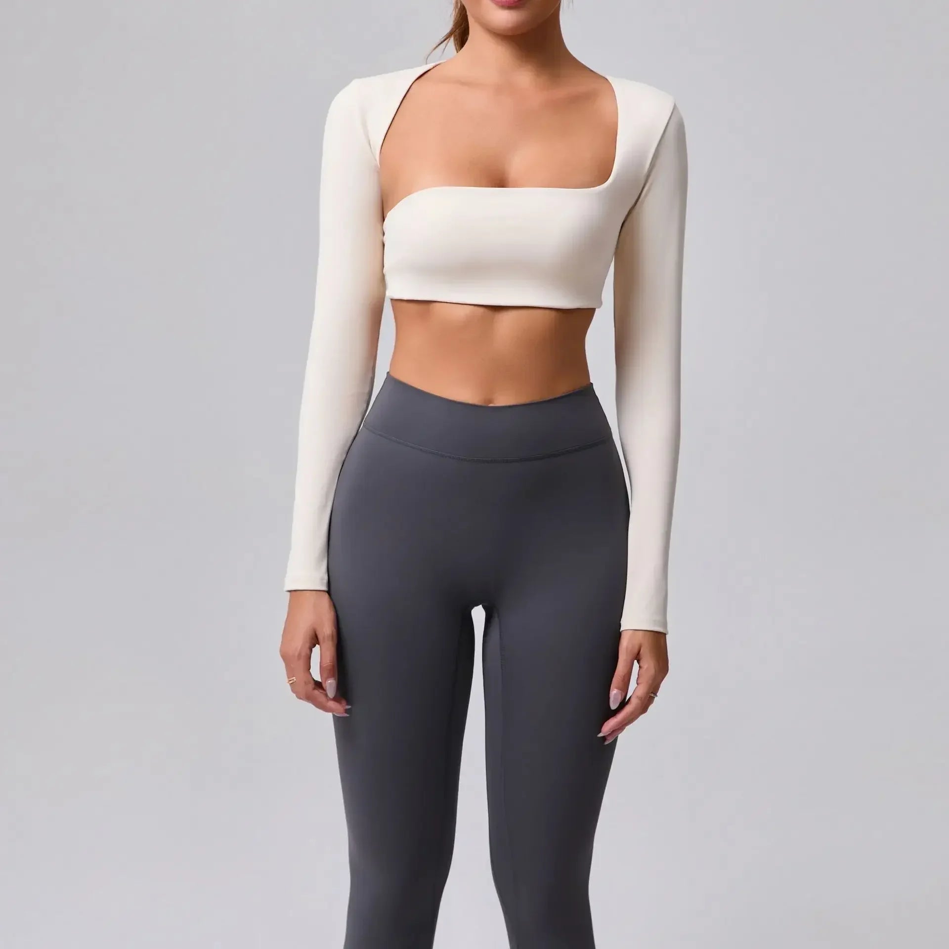 Onyx Athlete Women’s Seamless Long-Sleeve Yoga Top – Tummy Control Nude Fitness Luxe