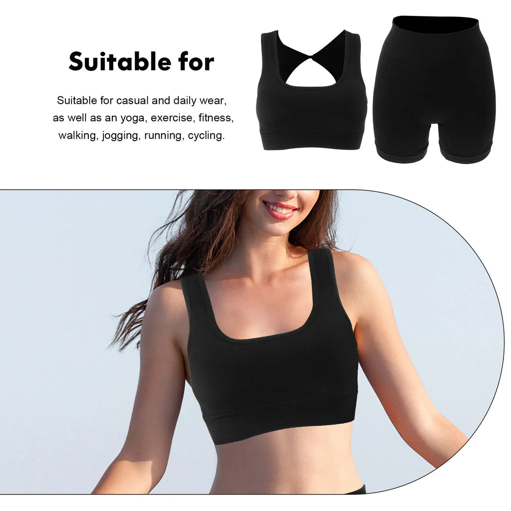 Onyx Athlete Women’s Yoga Set – Breathable Stretch Shorts & Stylish Comfort Top, Luxe Fitness Activewear.