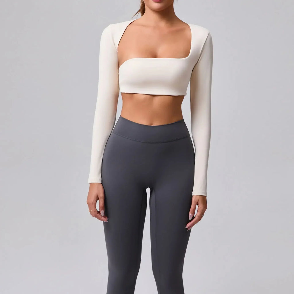 Onyx Athlete Women’s Seamless Long-Sleeve Yoga Top – Tummy Control Nude Fitness Luxe