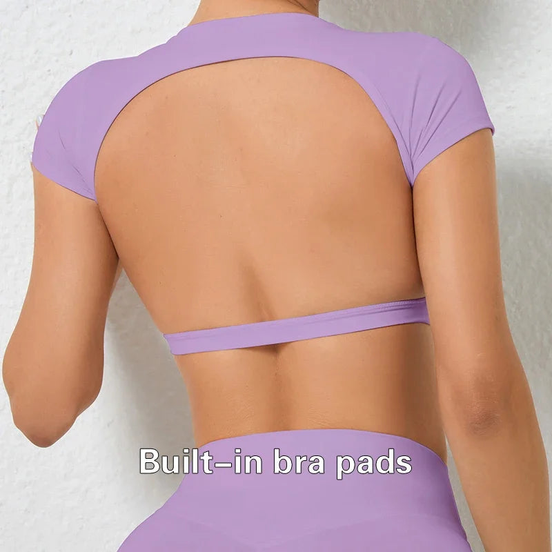 Onyx Athlete Women’s Backless Yoga Crop Top – Customizable Activewear with Chest Pads, Luxe Gym Tank