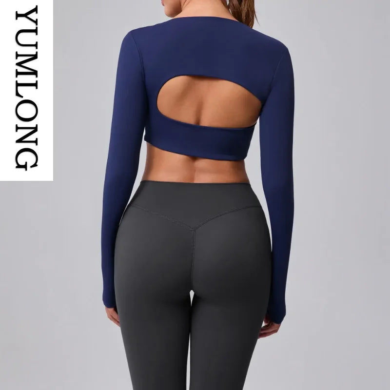 Onyx Athlete Women’s Seamless Long-Sleeve Yoga Top – Tummy Control Nude Fitness Luxe