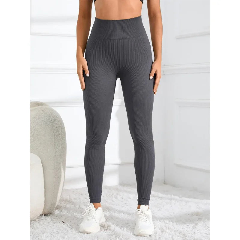 Onyx Athlete Ribbed Seamless Leggings – High-Waist Yoga Tights for Gym & Fall-Winter Style