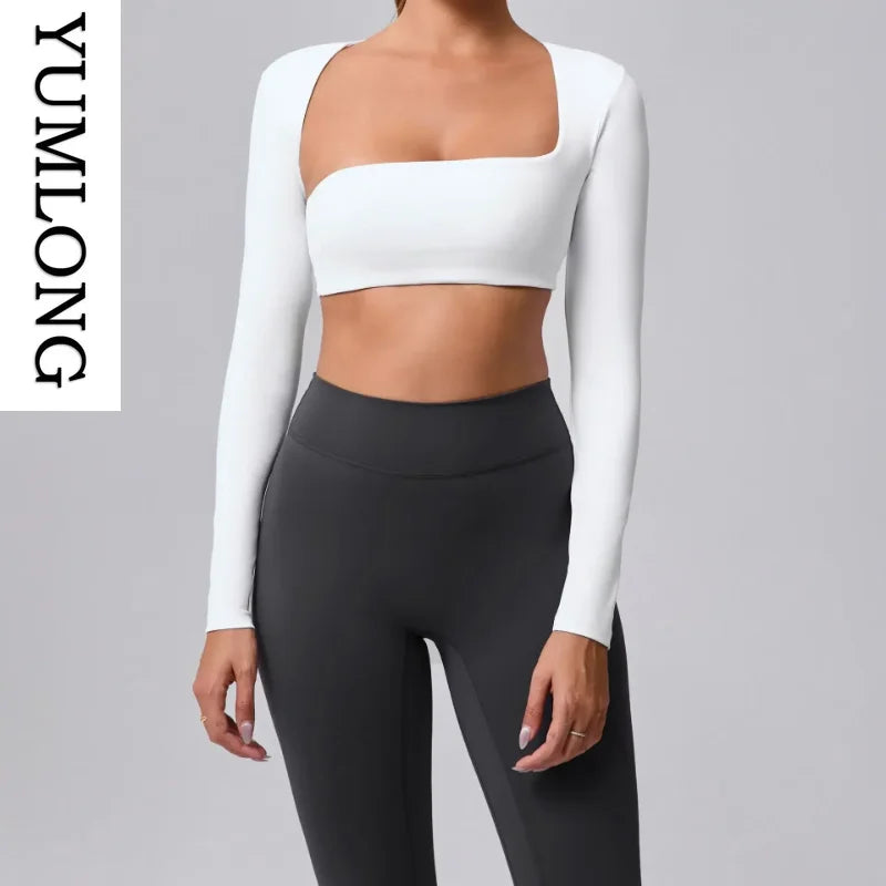 Onyx Athlete Women’s Seamless Long-Sleeve Yoga Top – Tummy Control Nude Fitness Luxe