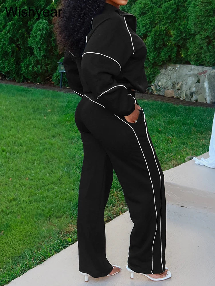 Onyx Athlete – Luxe Stripe Zip Lounge Set