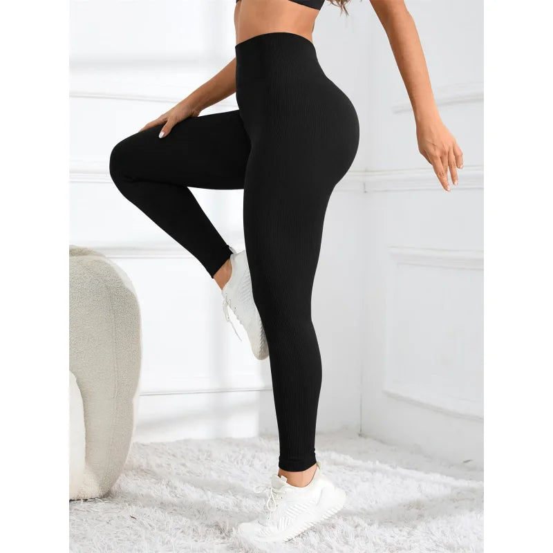 Onyx Athlete Ribbed Seamless Leggings – High-Waist Yoga Tights for Gym & Fall-Winter Style