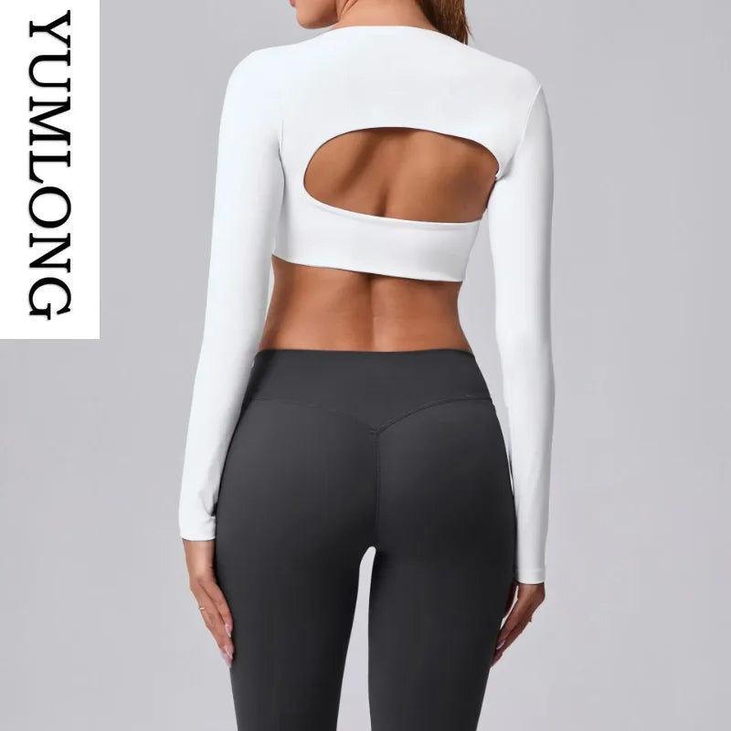 Onyx Athlete Women’s Seamless Long-Sleeve Yoga Top – Tummy Control Nude Fitness Luxe