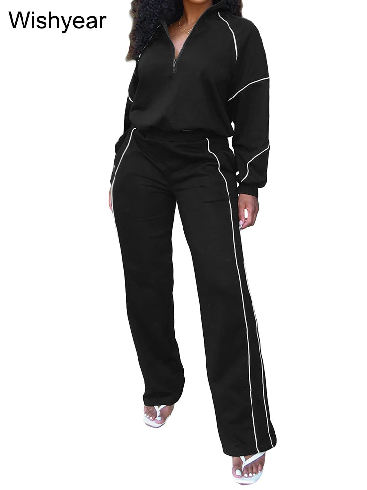 Onyx Athlete – Luxe Stripe Zip Lounge Set