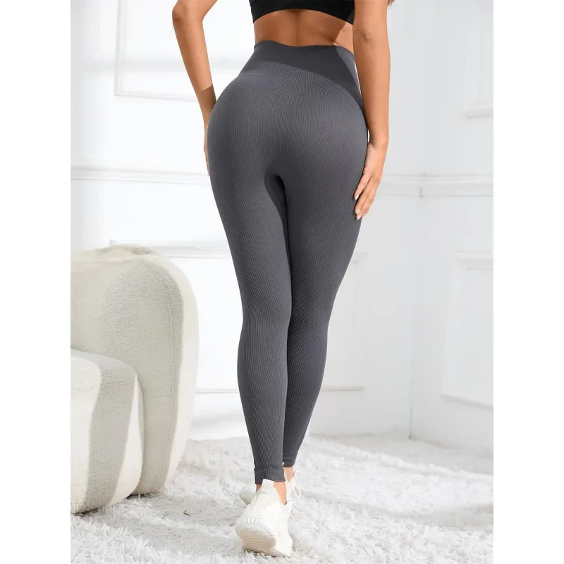 Onyx Athlete Ribbed Seamless Leggings – High-Waist Yoga Tights for Gym & Fall-Winter Style