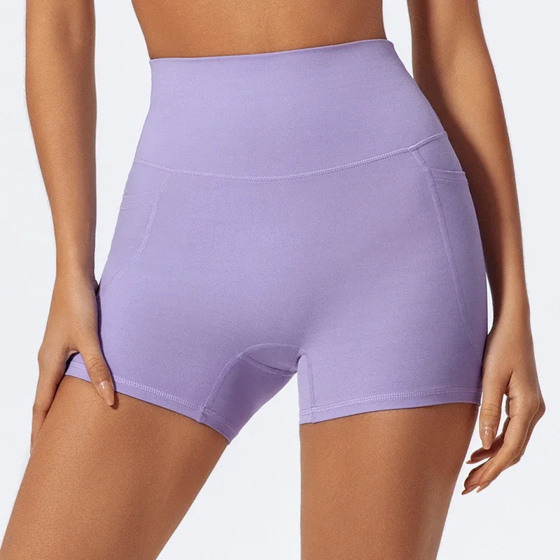 Onyx Athlete Women’s High-Waist Yoga Shorts – Quick-Dry, Breathable, Pocketed Luxe Activewear