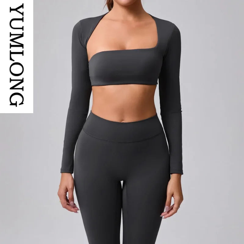 Onyx Athlete Women’s Seamless Long-Sleeve Yoga Top – Tummy Control Nude Fitness Luxe