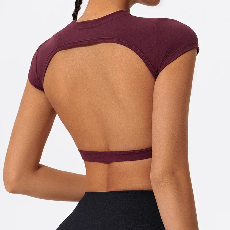 Onyx Athlete Women’s Backless Yoga Crop Top – Customizable Activewear with Chest Pads, Luxe Gym Tank