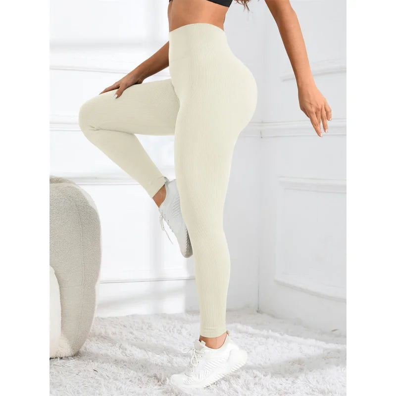 Onyx Athlete Ribbed Seamless Leggings – High-Waist Yoga Tights for Gym & Fall-Winter Style