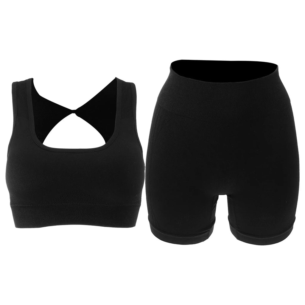 Onyx Athlete Women’s Yoga Set – Breathable Stretch Shorts & Stylish Comfort Top, Luxe Fitness Activewear.