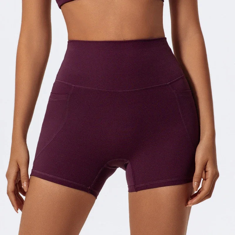 Onyx Athlete Women’s High-Waist Yoga Shorts – Quick-Dry, Breathable, Pocketed Luxe Activewear