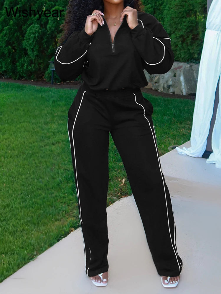 Onyx Athlete – Luxe Stripe Zip Lounge Set