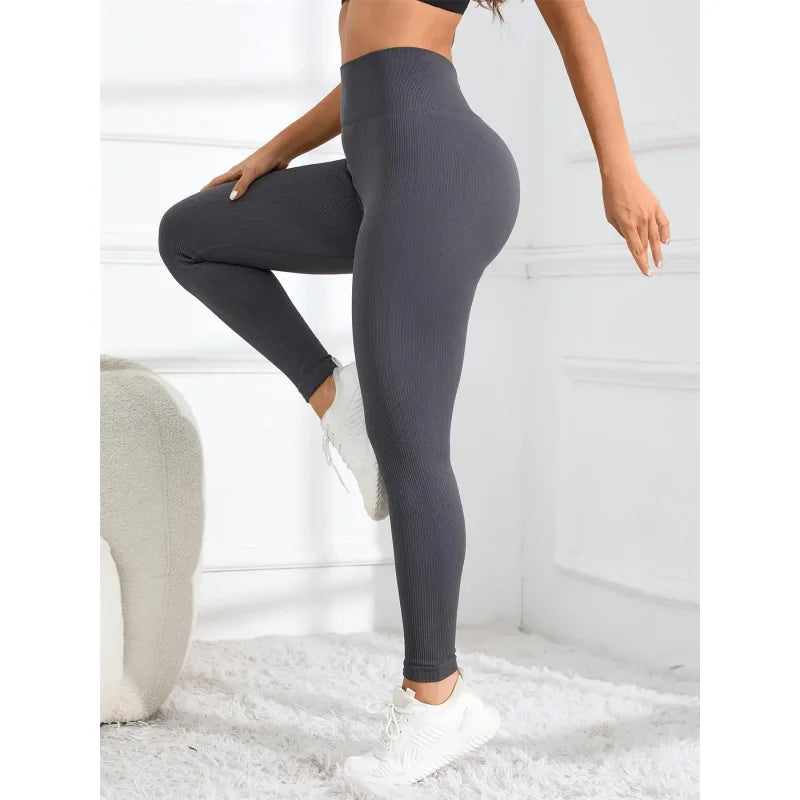 Onyx Athlete Ribbed Seamless Leggings – High-Waist Yoga Tights for Gym & Fall-Winter Style