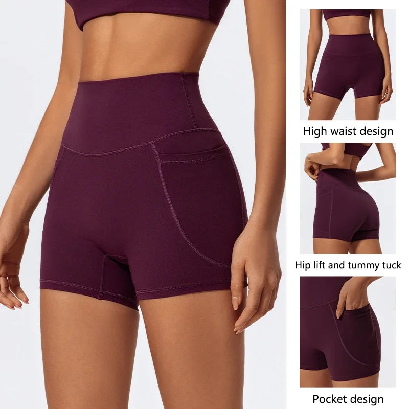 Onyx Athlete Women’s High-Waist Yoga Shorts – Quick-Dry, Breathable, Pocketed Luxe Activewear
